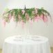 55inch Artificial Silk Wisteria Vine Round Hanging Canopy Pink & Dusty Rose, Draping Garland Flower