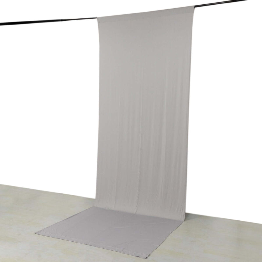 Silver 4-Way Stretch Spandex Photography Backdrop Curtain with Rod Pockets, Drapery Panel