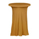 Gold Round Heavy Duty Spandex Cocktail Table Cover With Natural Wavy Drapes