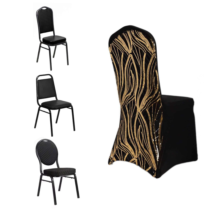 Elegant banquet chairs with stylish designs on a white background.