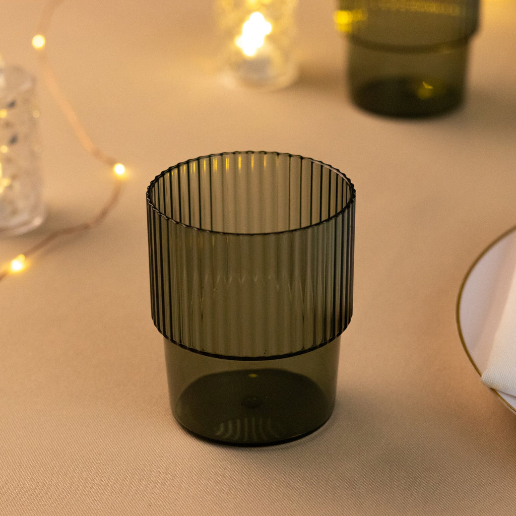 Ribbed Stackable Plastic Tumblers Emerald Green 7oz