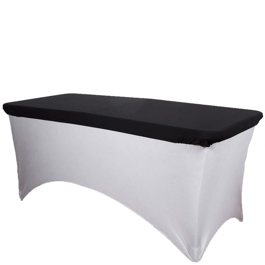 Black Stretch Spandex Banquet Tablecloth Top Cover 6ft Wrinkle Free Fitted Table Cover for 72"x30"