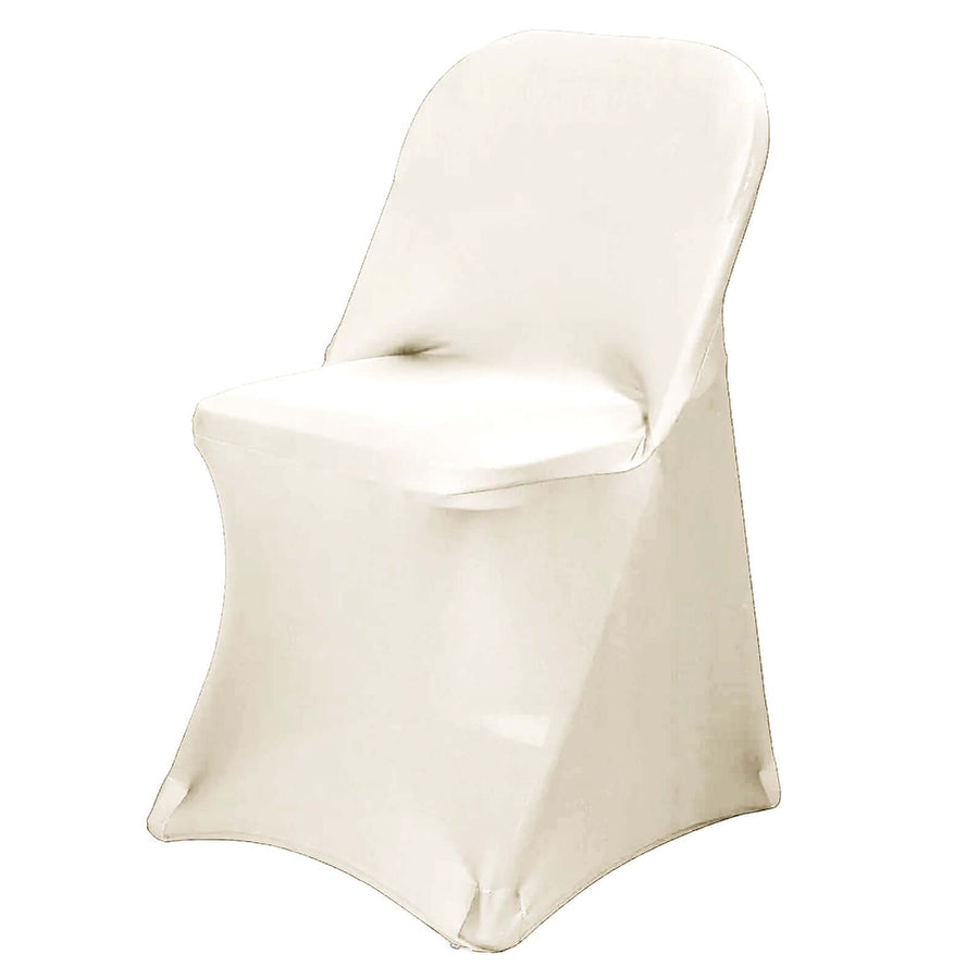 Beige Spandex Stretch Fitted Folding Slip On Chair Cover - 160 GSM