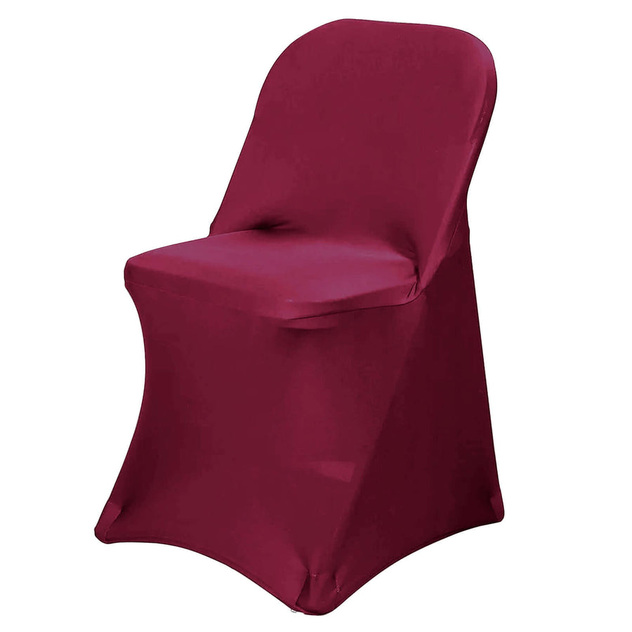 Burgundy Spandex Stretch Fitted Folding Slip On Chair Cover - 160 GSM