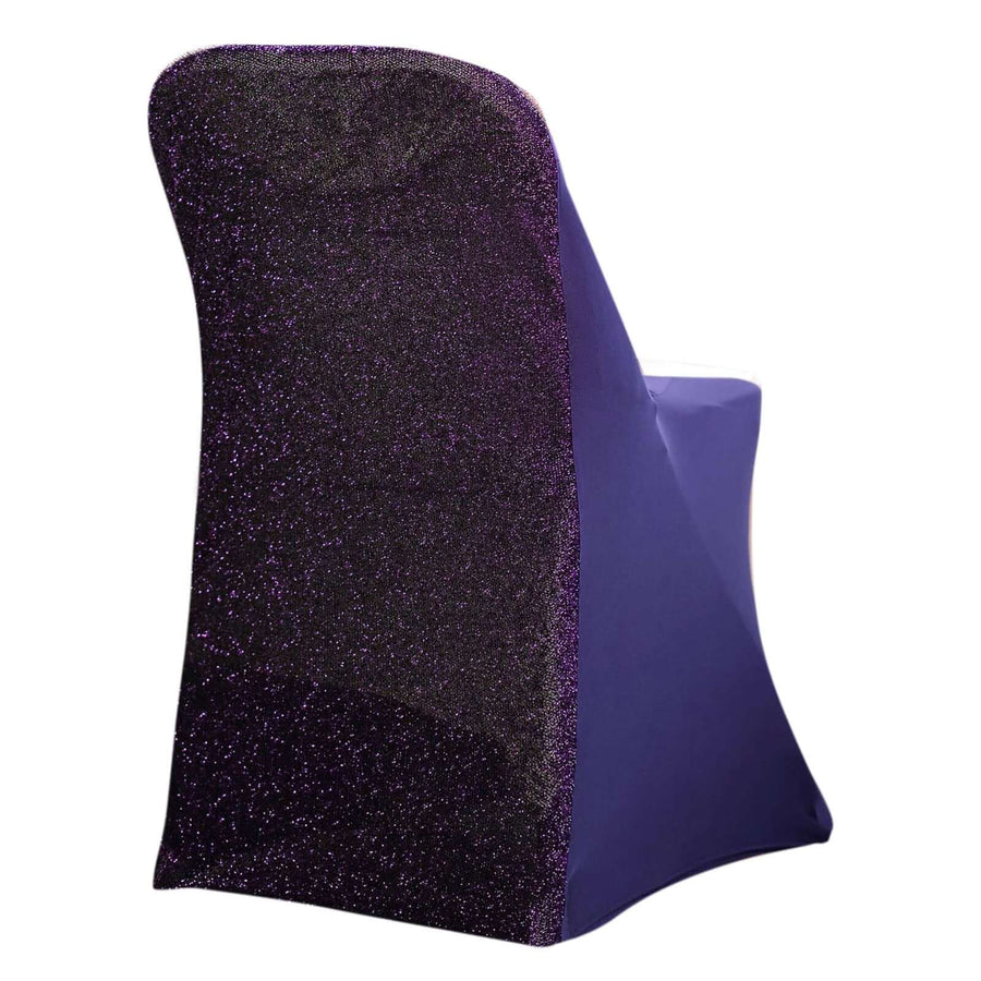 Sparkly purple chair cover with glittery back design