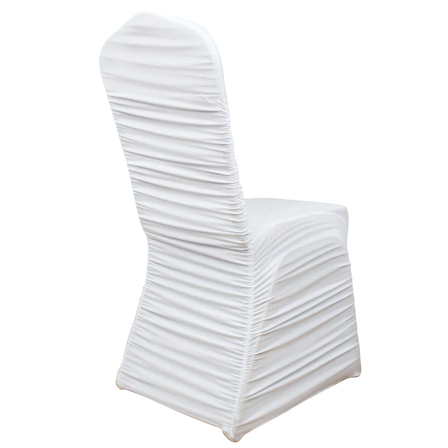 White Rouge Stretch Spandex Fitted Banquet Slip On Chair Cover