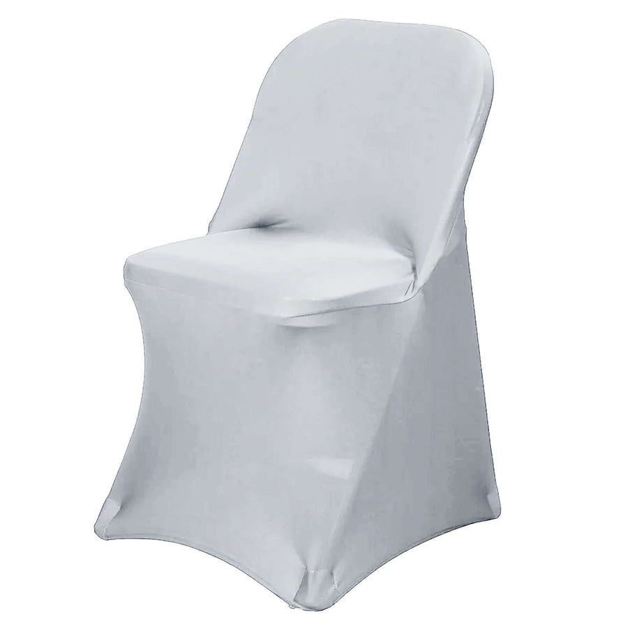 Silver Spandex Stretch Fitted Folding Slip On Chair Cover - 160 GSM