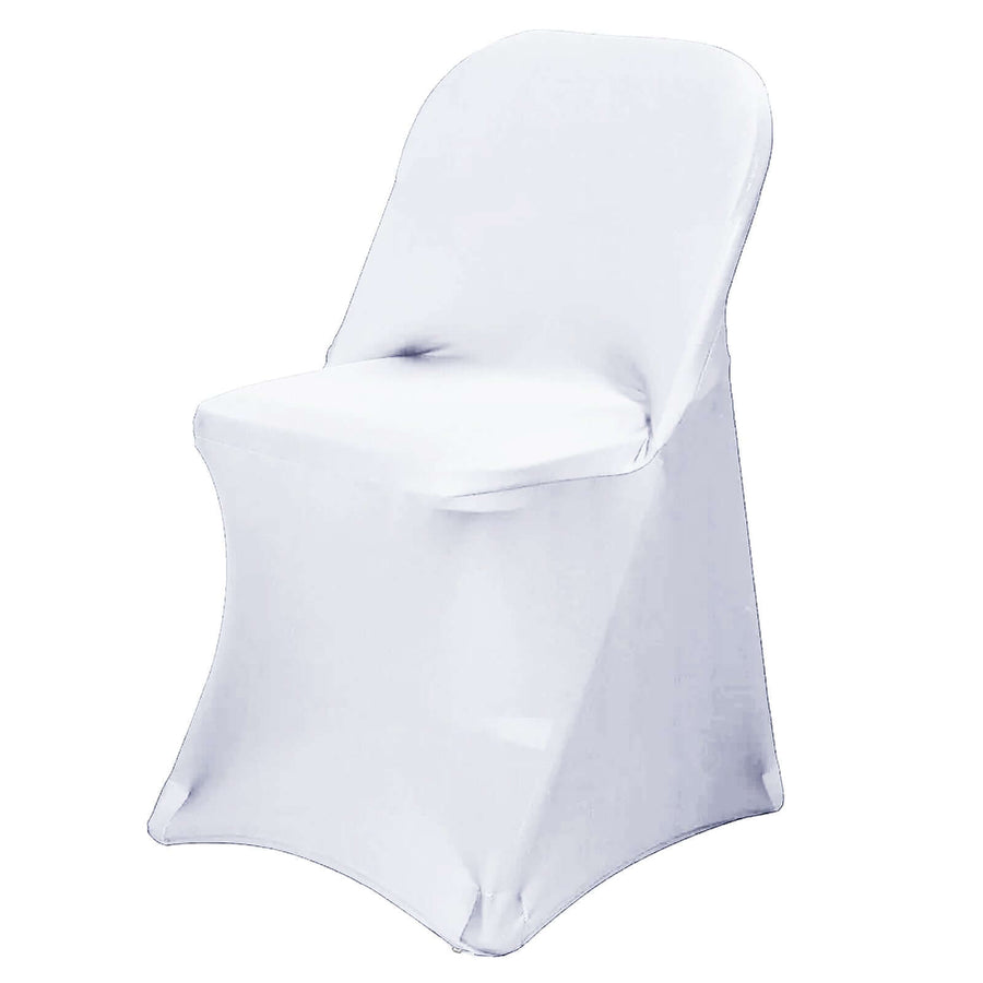 White Spandex Stretch Fitted Folding Chair Cover - 160 GSM
