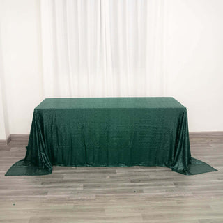 Elevate Your Event with the Hunter Emerald Green Sequin Rectangle Tablecloth Elevate Your Event with the Hunter Emerald Green Sequin Rectangle Tablecloth