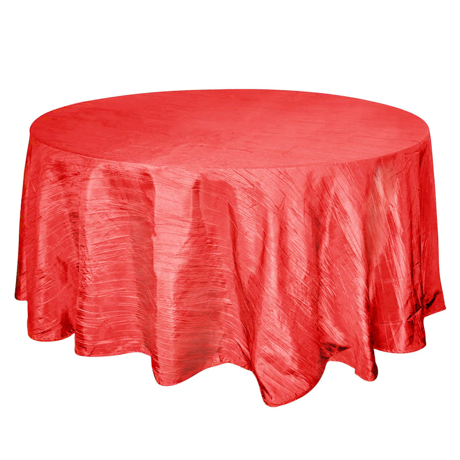 120inch Red Accordion Crinkle Taffeta Round Tablecloth
