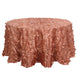 Terracotta (Rust) 3D Leaf Petal Taffeta Fabric Seamless Round Tablecloth - 132inch