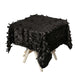 54" Black 3D Leaf Petal Taffeta Fabric Square Tablecloth
