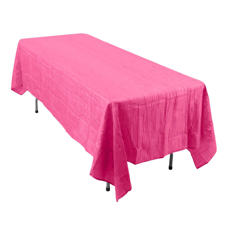 60"x102" Fuchsia Accordion Crinkle Taffeta Rectangle Tablecloth
