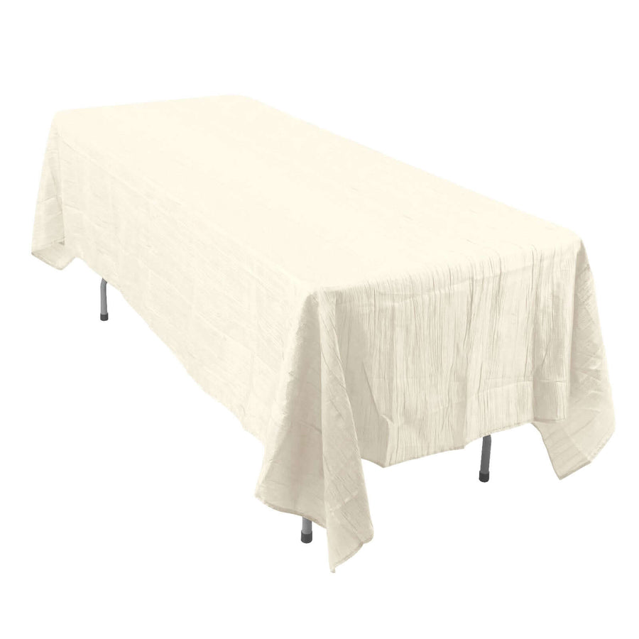 60"x102" Ivory Accordion Crinkle Taffeta Rectangle Tablecloth