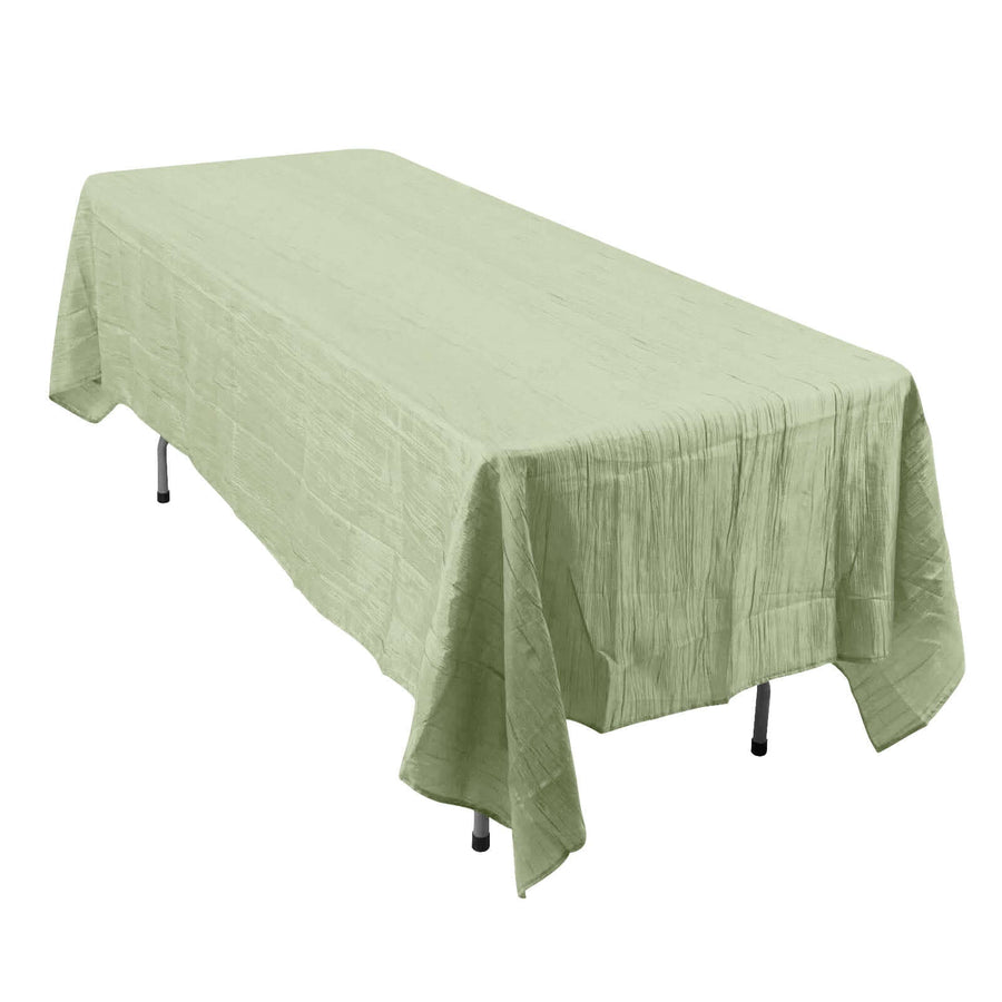 60"x102" Sage Green Accordion Crinkle Taffeta Rectangle Tablecloth