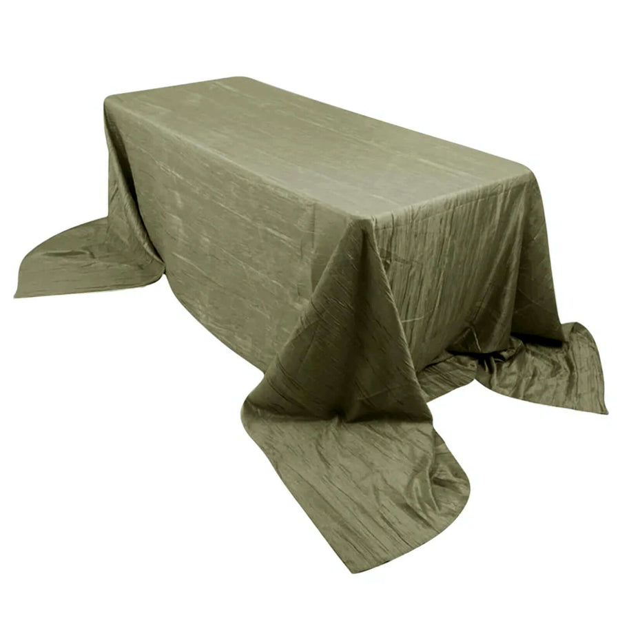 Dusty Sage Green Accordion Crinkle Taffeta Rectangle Tablecloth 90x156inch Seamless for 8 Foot Table