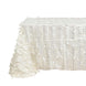 90x156inch Ivory 3D Leaf Petal Taffeta Fabric Rectangle Tablecloth