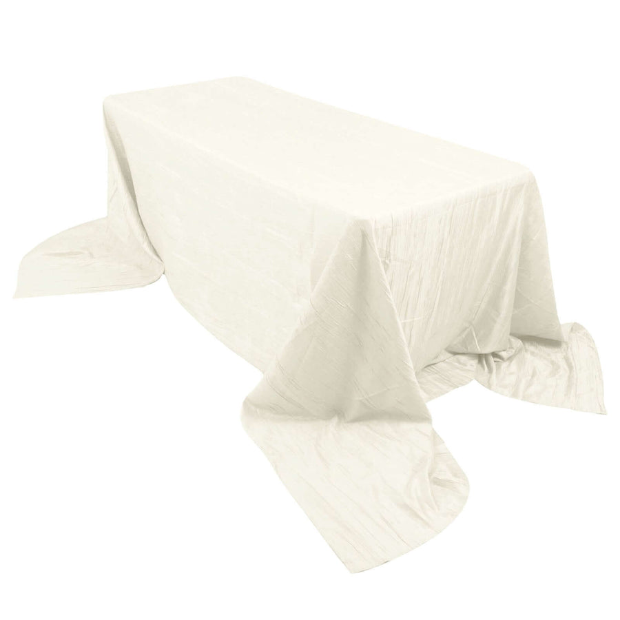 90x156Inch Ivory Accordion Crinkle Taffeta Rectangular Tablecloth