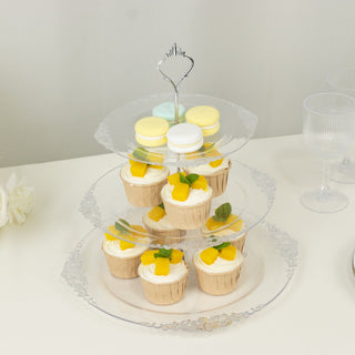 <span>Stunning 3-Tier Metallic Clear Plastic Cupcake Stand Holder</span> <span>Stunning 3-Tier Metallic Clear Plastic Cupcake Stand Holder</span>