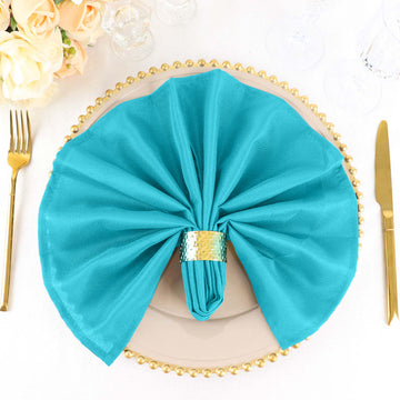 5 Pack Turquoise Seamless Cloth Dinner Napkins, Reusable Linen 20"x20"