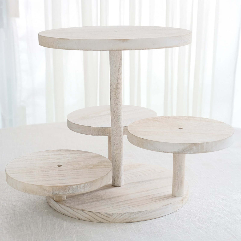 4-Tier Wooden Cake Stand Whitewash 14