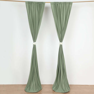 Elevate Your Event Decor with Dusty Sage Green Scuba Polyester Curtain Panel Elevate Your Event Decor with Dusty Sage Green Scuba Polyester Curtain Panel