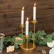 10inch Tall Vintage Gold Metal 3-Arm Round Taper Candle Candelabra
