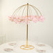 42inch Gold Metal Umbrella Flower Stand with Round Base, Floral Frame Wedding Table Centerpiece