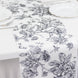 Polyester Table Runner 12x108inch White with Black French Toile Floral