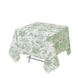 Polyester Square Tablecloth White - Dusty Sage Green French Toile Pattern for Elegant
