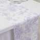 Polyester Table Runner 12x108inch White with Lavender Lilac French Toile Floral Print - Stylish