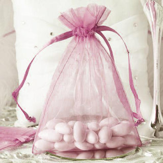 Pink Organza Drawstring Wedding Party Favor Gift Bags