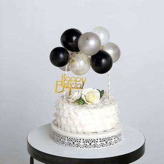 Add a Touch of Elegance with Black, Silver, and Clear Confetti Balloon Cake Topper Kit Add a Touch of Elegance with Black, Silver, and Clear Confetti Balloon Cake Topper Kit