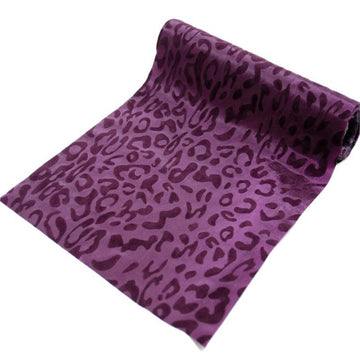 12"x10 Yards Eggplant Leopard Print Taffeta Fabric Roll, DIY Animal Print Fabric Bolt