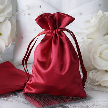 12 Pack 4"x6" Burgundy Satin Drawstring Wedding Party Favor Gift Bags