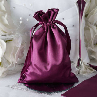 Elegant Eggplant Satin Drawstring Wedding Party Favor Gift Bags Elegant Eggplant Satin Drawstring Wedding Party Favor Gift Bags