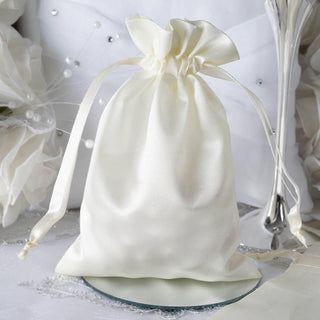 Elegant Ivory Satin Drawstring Wedding Party Favor Gift Bags