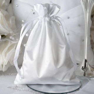 White Satin Drawstring Wedding Party Favor Gift Bags White Satin Drawstring Wedding Party Favor Gift Bags