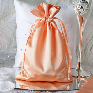 Peach Satin Drawstring Wedding Party Favor Gift Bags Peach Satin Drawstring Wedding Party Favor Gift Bags