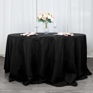 Black Seamless Premium Polyester Round Tablecloth - Add Elegance to Your Events Black Seamless Premium Polyester Round Tablecloth - Add Elegance to Your Events