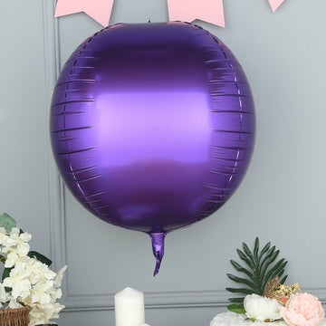 2 Pack 18" 4D Shiny Purple Sphere Mylar Foil Helium or Air Balloons