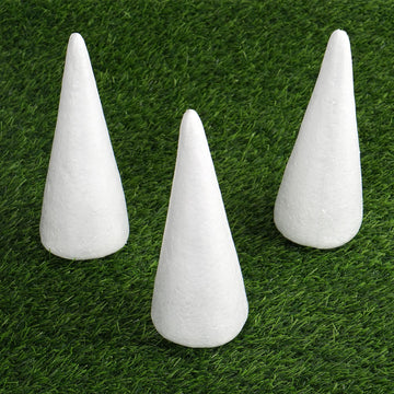 24 Pack 6" White Styrofoam Cone, Foam Cone For DIY Crafts