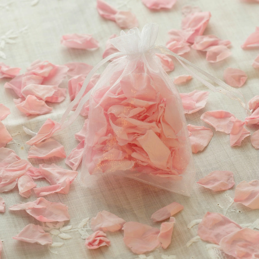 10 Pack | 3inch Rose Quartz Organza Drawstring Wedding Party Favor Bags