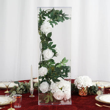 32" Clear Acrylic Display Box, Transparent Pedestal Riser with Interchangeable Lid and Base