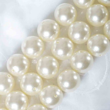 35 Pack 30mm Glossy Ivory Faux Craft Pearl Beads and Vase Filler