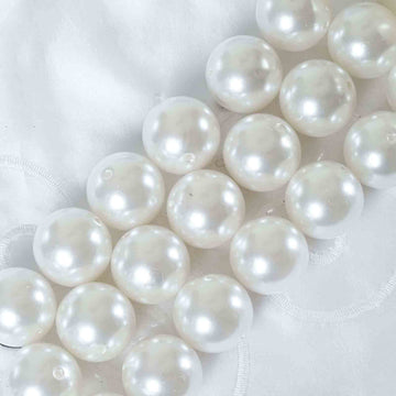 35 Pack 30mm Glossy White Faux Craft Pearl Beads and Vase Filler