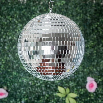 4 Pack 6" Silver Foam Disco Mirror Ball With Hanging Strings, Holiday Christmas Ornaments