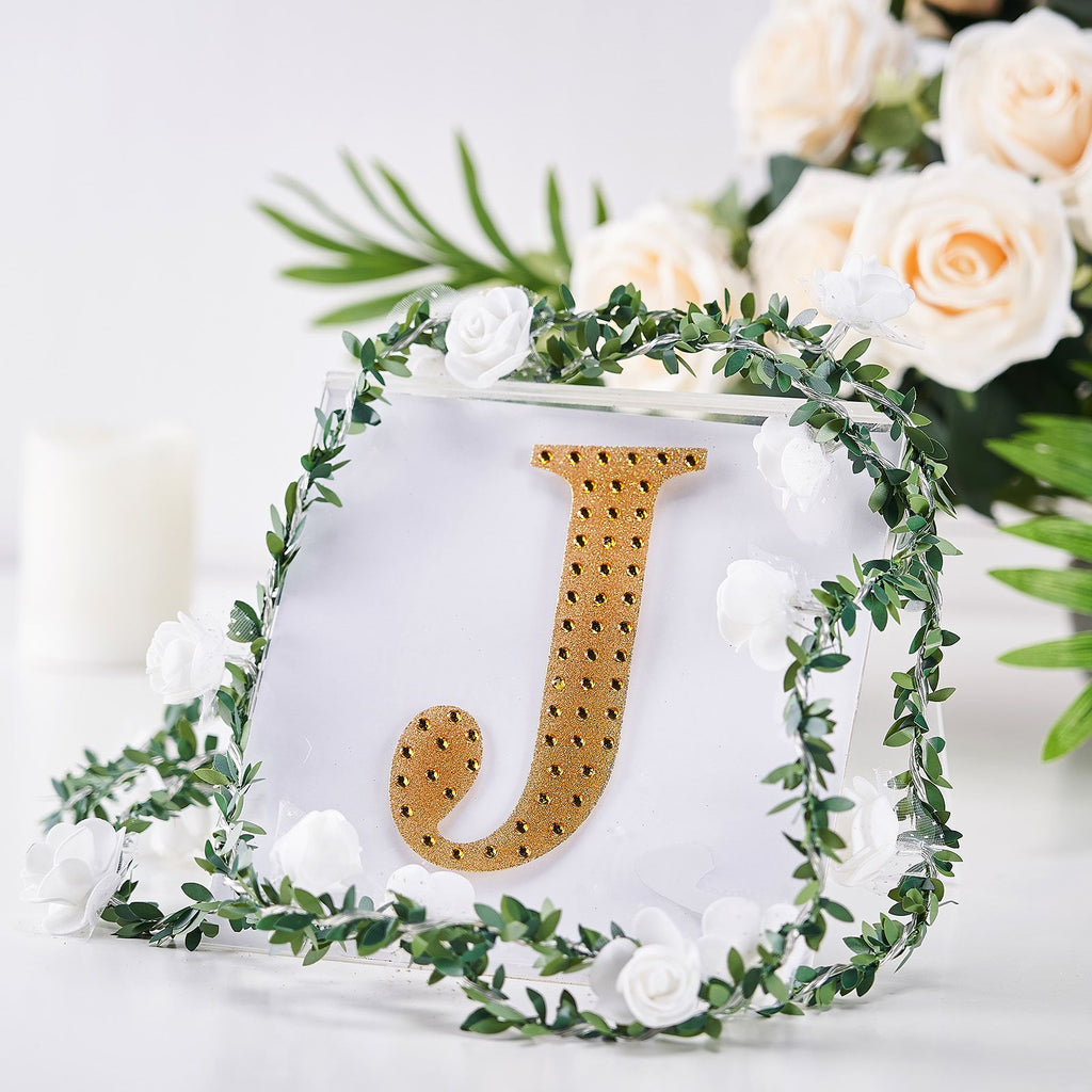 6 Gold Self-Adhesive Rhinestone Letter Stickers, Alphabet Stickers For DIY  Crafts - J