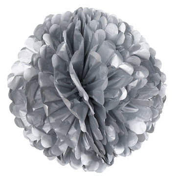 6 Pack 16" Silver Tissue Paper Pom Poms Flower Balls, Ceiling Wall Hanging Decorations
