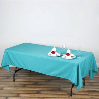 Turquoise Seamless Polyester Rectangular Tablecloth